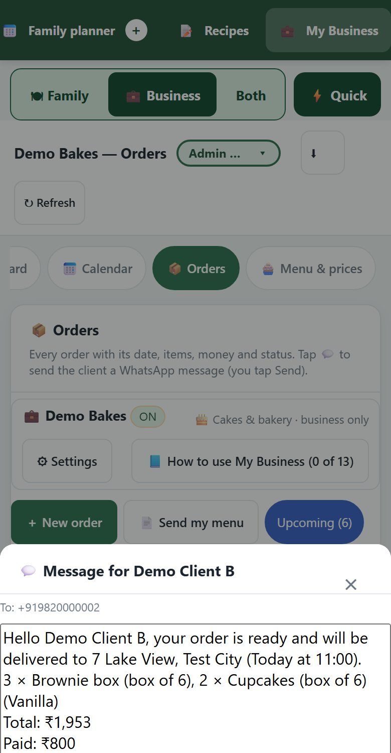ClanBite WhatsApp message window