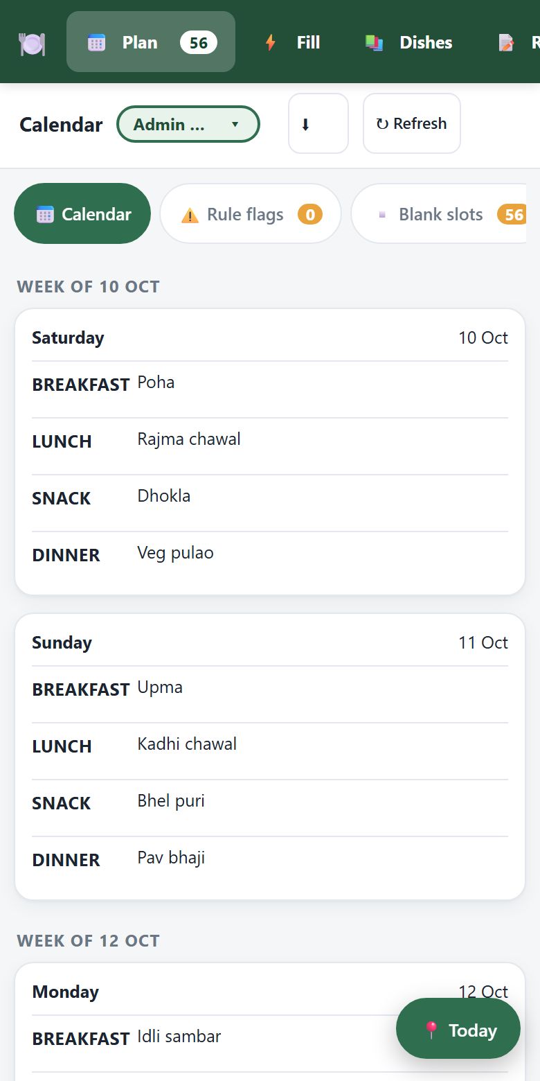 ClanBite family calendar with a planned week